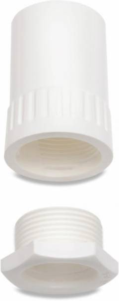 Univolt Adaptor With Female Thread and Male Bush, Ø 20mm, White